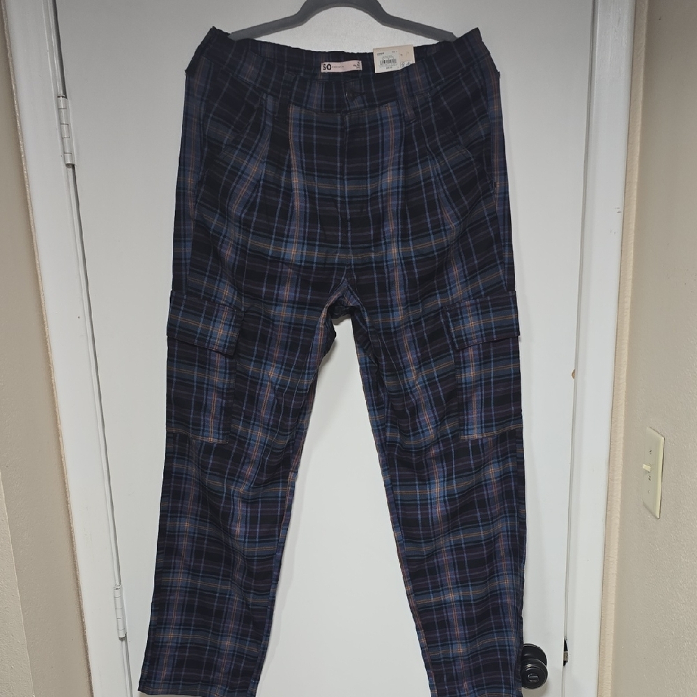SO Women's Plaid Cargo Pants